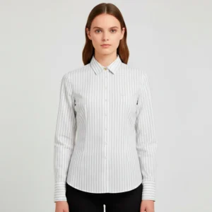 Camisa Dudalina Slim Fit Listrada Ou26 Branco Feminino