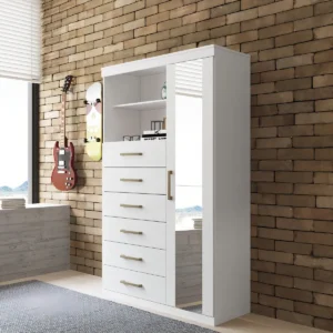 Cômoda 6 Gavetas 1 Porta 2 Nichos Marabá 1.6 Com Espelho