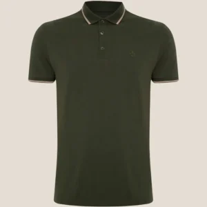 Camisa Polo Dudalina Frisos Degradê Ve26 Verde Masculino