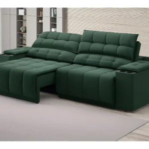 Sofá Com Usb Retrátil E Reclinável Samurai 2m Verde