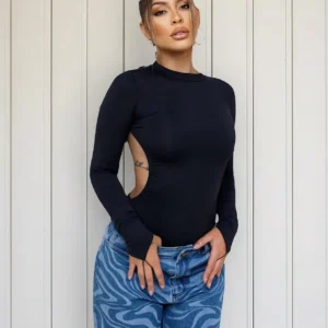 Body Manga Longa Moda Gringa Costas Nua Festa Balada