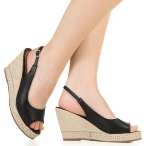 Sandália Anabela Peeptoe Espadrille Salto Alto Confort Gigil