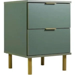Mesa De Cabeceira 2 Gavetas Verde Oliva 41x39x56 Cm Ditália