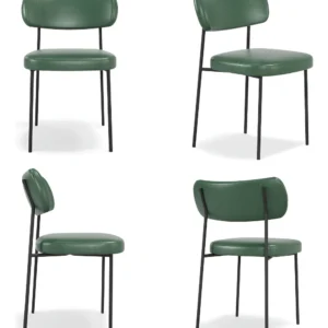 Kit 4 Cadeiras De Jantar Mona Estofada Estrutura Da Cadeira Preto Assento Verde-musgo Desenho Do Tecido Liso