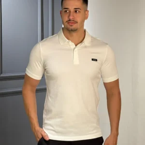 Polo Calvin Klein Slim Smooth Cotton Em Piquet Branca