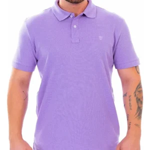 Camiseta Polo Hosten Masculina Lilás Casual Slim