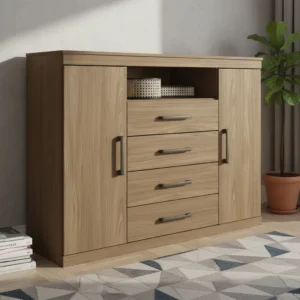 Cômoda Para Quarto 2 Portas 4 Gavetas 1 Nicho Master