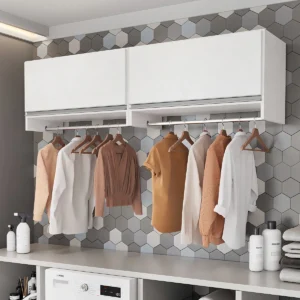 Armário Multiuso Aéreo Cabideiro Grécia Branco - Lyam Decor