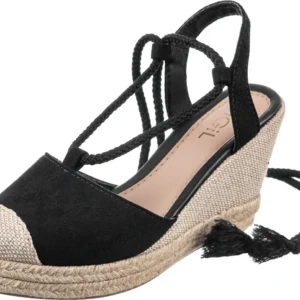 Sandalia Feminina Anabela Espadrille Corda Trança Leve Macia