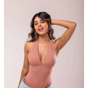Body Multiformas Moda Gringa Costa Nua Decote Frente Unica Marrom Liso 36-40