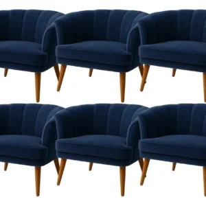 Conjunto 6 Poltronas Estofadas Para Sala De Jantar Macia