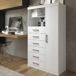 Comoda Multiuso 1 Porta 6 Gavetas Maraba Santos Andira Cor Branco