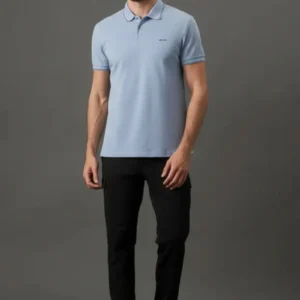 Camisa Polo Masculina Slim Básica Com Friso Calvin Klein