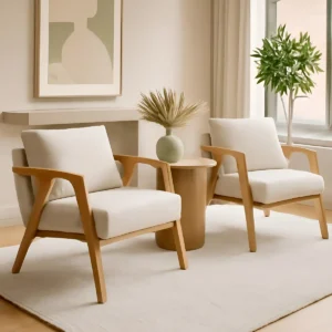 Kit 2 Poltronas Decorativa Para Sala Estar Pietra Linho Cru