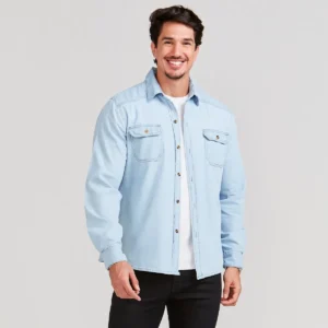 Camisa Social Masculina Jeans Manga Longa Long Fit Slim Luxo