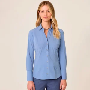 Camisa Slim Dudalina Tech Lisa Ve26 Azul Feminino