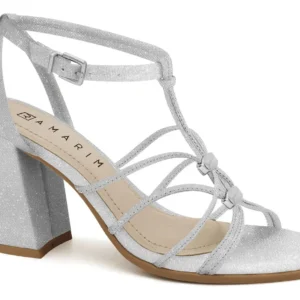 Sandália Feminina Ramarim Salto Bloco Dourada Prata Elegante