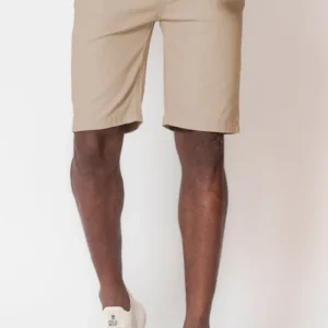 Bermuda Masculina Sarja Slim Polo Wear Bege Escuro