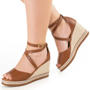 Sandalia Feminina Anabela Sapato Macio Salto Alto Plataforma