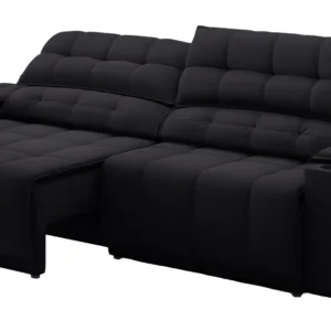 Sofá Com Usb Retrátil E Reclinável Samurai 2,30m Cor Preto