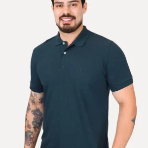 Polo Aramis Piquet Botone Mono Logo Azul Marinho - Original