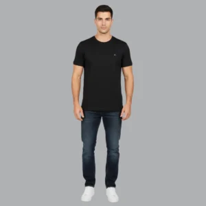 Camiseta Aramis Masculina Slim Fit Preta Algodao Basica Lisa