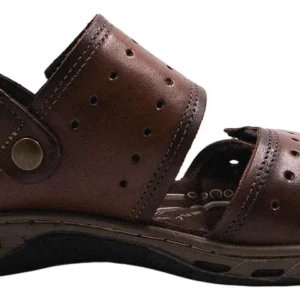 Sandália Papete Masculina Pegada Em Couro Com Amortecedor