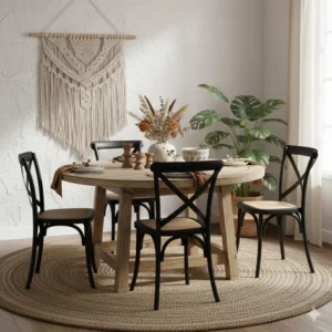 Kit 4 Cadeiras Paris Rattan Sala Cozinha Jantar La Mobilia Estrutura Da Cadeira Preto