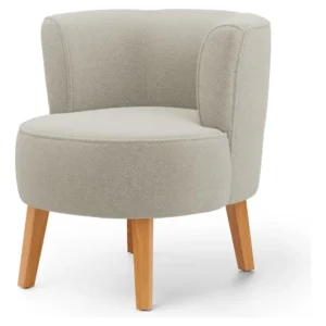 Poltrona Moderna Tecido Boucle Confortável Pés De Madeira