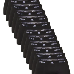 Kit 12 Cuecas Boxer Polo Wear Masculino Microfibra Liso