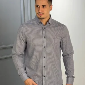 Camisa Calvin Klein Micro Xadrez Marinho Branco