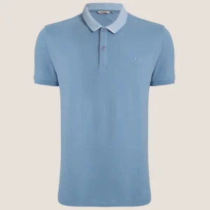 Camisa Polo Dudalina Jacquard Pr26 Azul Masculino
