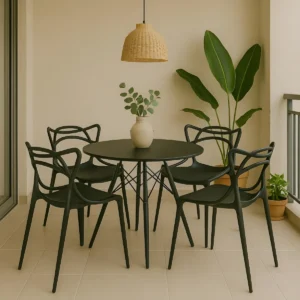 Kit 4 Cadeiras Allegra La Mobilia Sala Jantar Estrutura da cadeira Preto Assento Variação