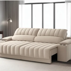 Sofá Com Usb Retrátil E Reclinável Murano 2,50m Cor Areia