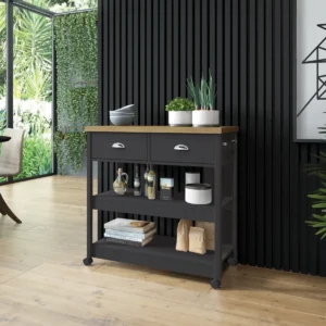 Aparador Carrinho Chá 2 Gavetas Ba-135 Denver Ditália Wt Preto