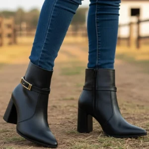 Bota Ramarim Feminino Ankle Boot Bico Fino Fivela