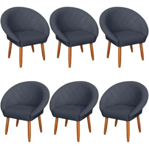 Kit 6 Poltronas Courino Para Recepção Sala De Espera Clinica