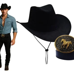 Chapéu Country Rodeio + Cinto Fivela Cowboy Masculino