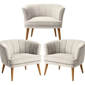 Kit 3 Poltronas Estofada Para Recepção Resistente Pés Palito