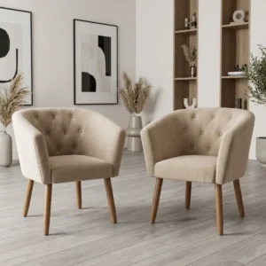 Kit 2 Poltronas Estofada Para Sala De Estar Tecido Veludo