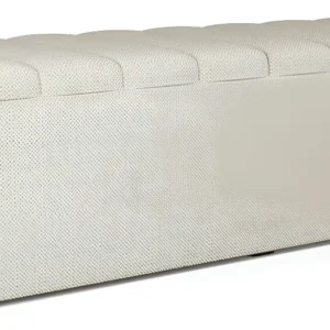 Calçadeira Recamier Baú King Dália 195x50cm Linho Champagne
