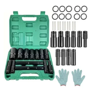 Jogo Soquete Impacto 1/2 Sextavado 8-32mm 15 Peças Monwo Aço Cr-v Longo Preto