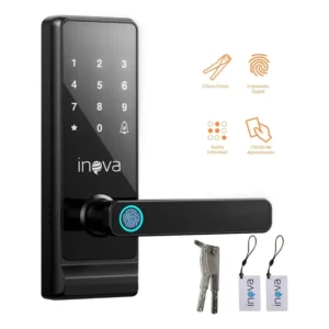 Inova Fechadura Digital Biométrica Eletrônica Embutir Automática Externa Porta Madeira Multifuncional Smart Lock Com Maçaneta Chave IC Cartão Segurança Senha Virtual Sistema Anti Espionagem YS-12885A