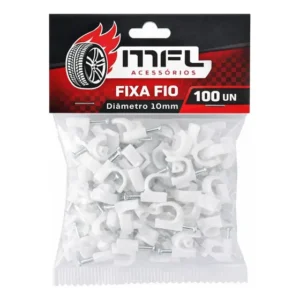 Kit 500 Grampo Fixa Fio Cabo Coaxial Miguelo 10mm Branco