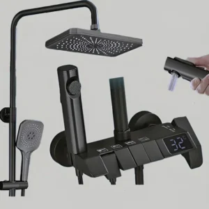 Chuveiro Ducha 4 Saídas Misturador Termostato Digital Preto