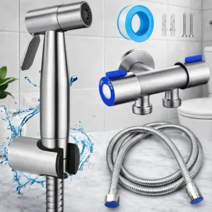 Ducha Kit Higiênica Duas Saídas De 1/2 Em Aço Inox Mangueira E Pistolinha Cor Prateado - Marca Camperluz