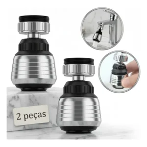 Kit 2 Arejador De Torneira 360° Gourmet Cromado Prateado Abs