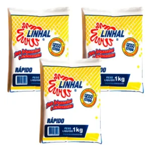 3 Gesso Rápido Estuque Parede Artesanato Linhal 1kg Cada