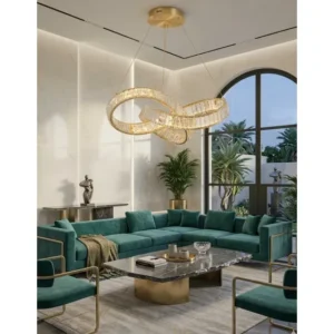 Pendente Cristal Dourado Led 40w Branco Quente Moderno 80cm