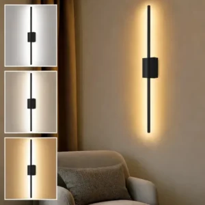 Arandela quarto Moderna, Luz Indireta LED Luz Ajustável Três Temperaturas de Cor Bivolt 110–265V, para Sala Quarto Cabeceira Corredor, Tieesa Preto